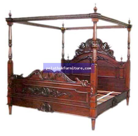 Canopy bed with bird motif Indonesia Furniture