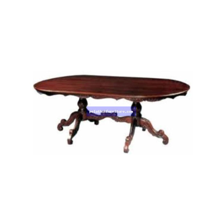 Oval twin Legs Carved  Dining Table Indonesia Furniture