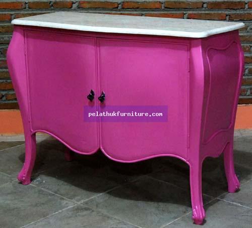 Pink Commode  with Marble Top Indonesia Furniture