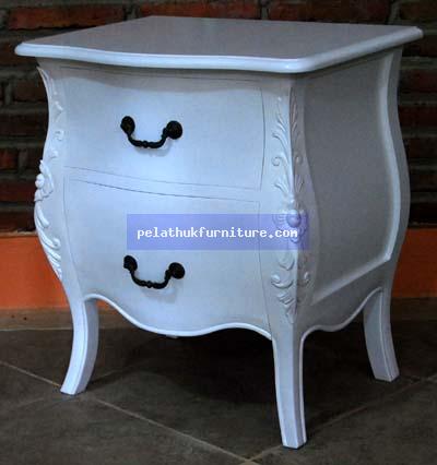 White 2 Drawer Carved Chest Indonesia Furniture