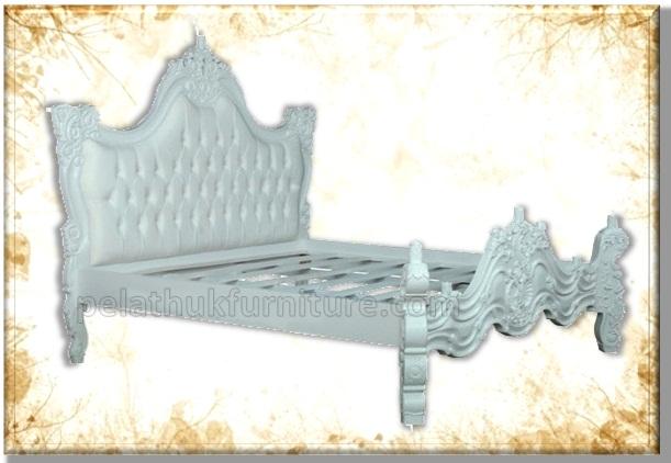 White New Rococo Bed Indonesia Furniture