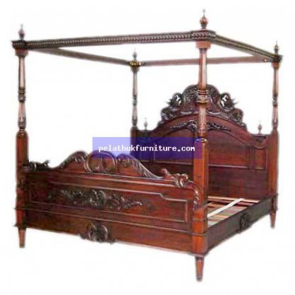 Canopy bed with bird motif Antique Reproductions  Beds Indonesia Furniture