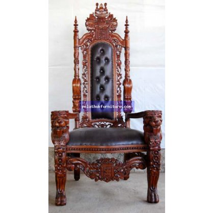 LION KING CHAIR-AUTHENTIC LEATHER Antique Reproductions  Chairs, Stools and Sofas Indonesia Furniture