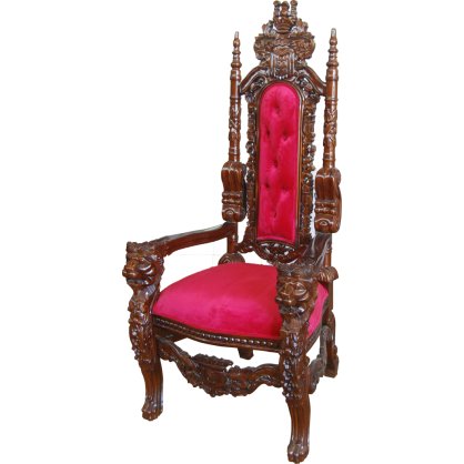 Indonesia Furniture Lion Throne Chair Walnut Color