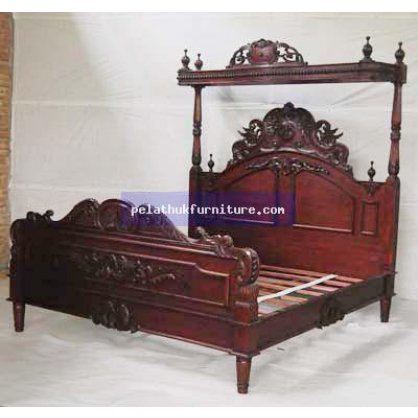 Mahogany Bird Bed Queen Size Antique Reproductions  Beds Indonesia Furniture