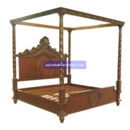Mahogany Column Bed Antique Reproductions  Beds Indonesia Furniture