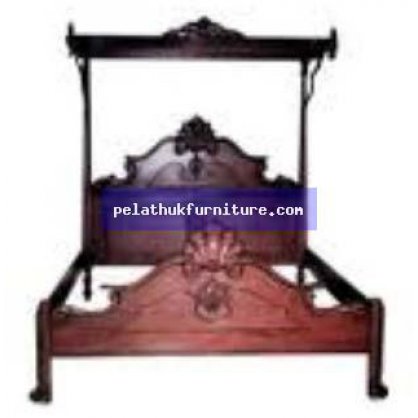 Oval Carved Bed Queen Antique Reproductions  Beds Indonesia Furniture