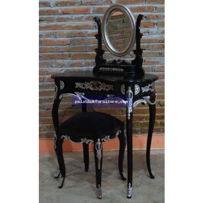 Petite Dressing Table in Black and Silver finish Painted Finish  Dressing Table Indonesia Furniture