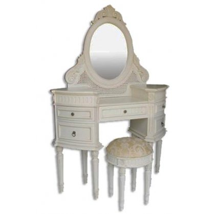 Rattan Vanity Dressing Table with Puff Painted Finish  Dressing Table Indonesia Furniture