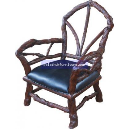 Indonesia Furniture Root Chair with Leather seat
