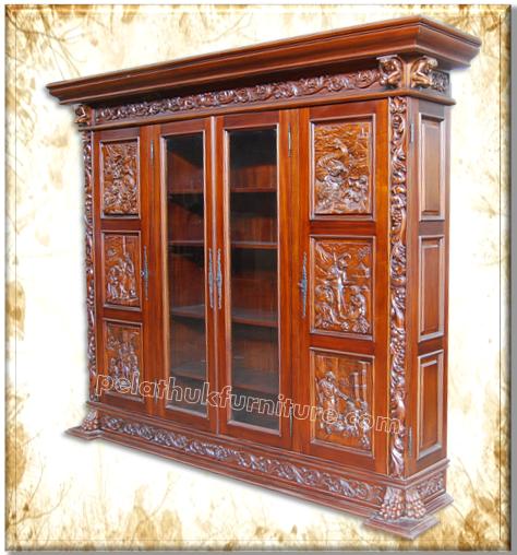  Heavy Carved Library Bookcase Indonesia Furniture