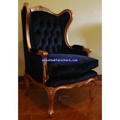 Bergere Wing Chair Gold and Silver Leaf Finish  Chairs and Sofas Indonesia Furniture