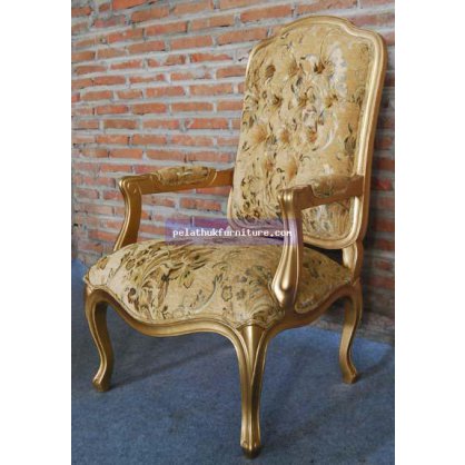 French Arm Chair Gold and Silver Leaf Finish  Chairs and Sofas Indonesia Furniture