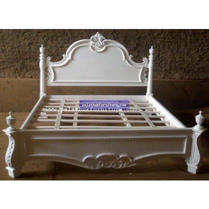 Louis Carved Bed. Painted Finish  Beds Indonesia Furniture
