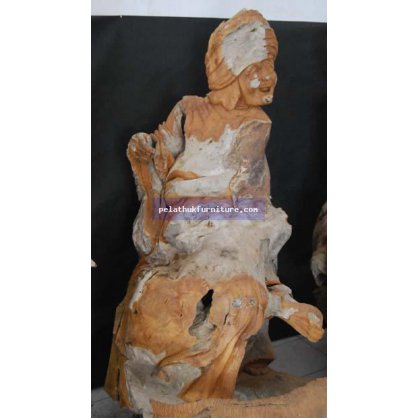 Old Woman Reclaimed Teak Wood and Root Carving   Indonesia Furniture