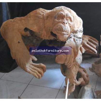 Orang Utan Reclaimed Teak Wood and Root Carving   Indonesia Furniture