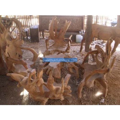 Stump Living room set Reclaimed Teak Wood and Root Carving   Indonesia Furniture
